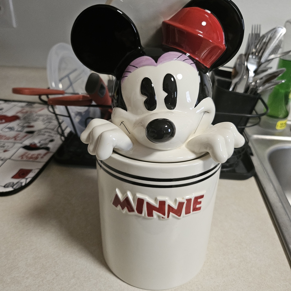 Disney Minnie Mouse Cookie Jar - Black, Red, White
